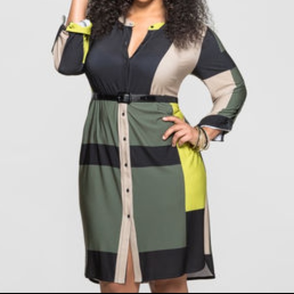Ashley Stewart Dresses & Skirts - ⬇️$60⬇️COLORBLOCK SHIRTDRESS
